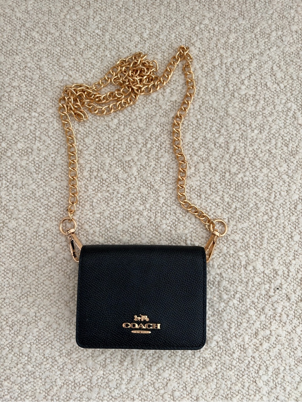 Coach Black Leather Crossbody with Gold Chain Strap - Never used